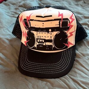 Black and White Graphic Trucker Hat